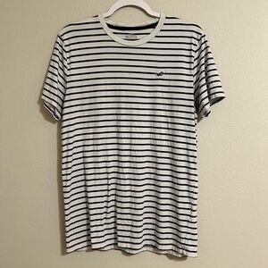 Hollister Black and White Striped Short Sleeve Tee